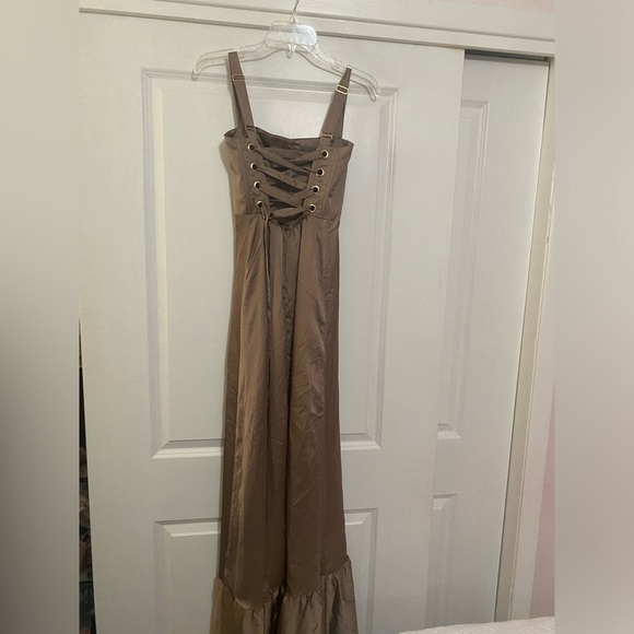 Mumu Clarissa Corset Dress in Dune Satin - Picture 4 of 6